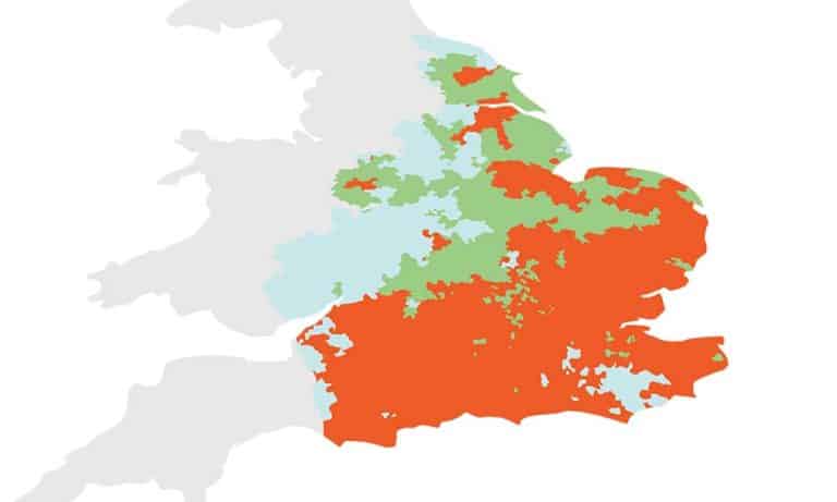 water softener uk water hardness map