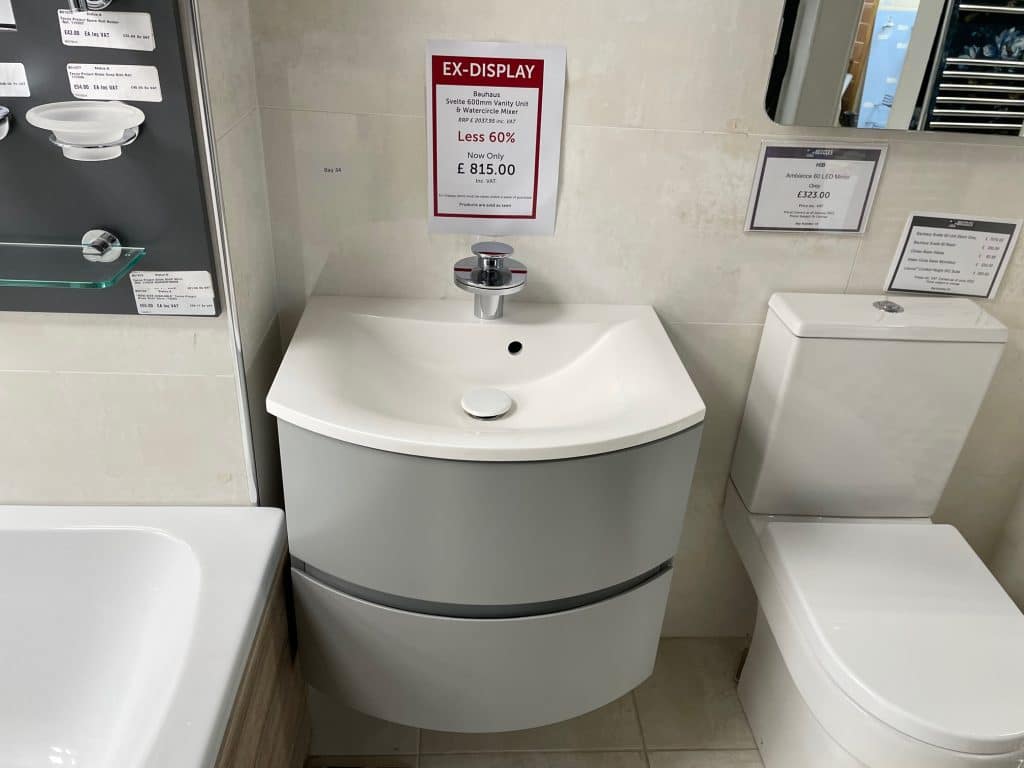 Ex display Crosswater Svelte basin unit grey 2 drawer inc Crosswater Watercircle basin mixer