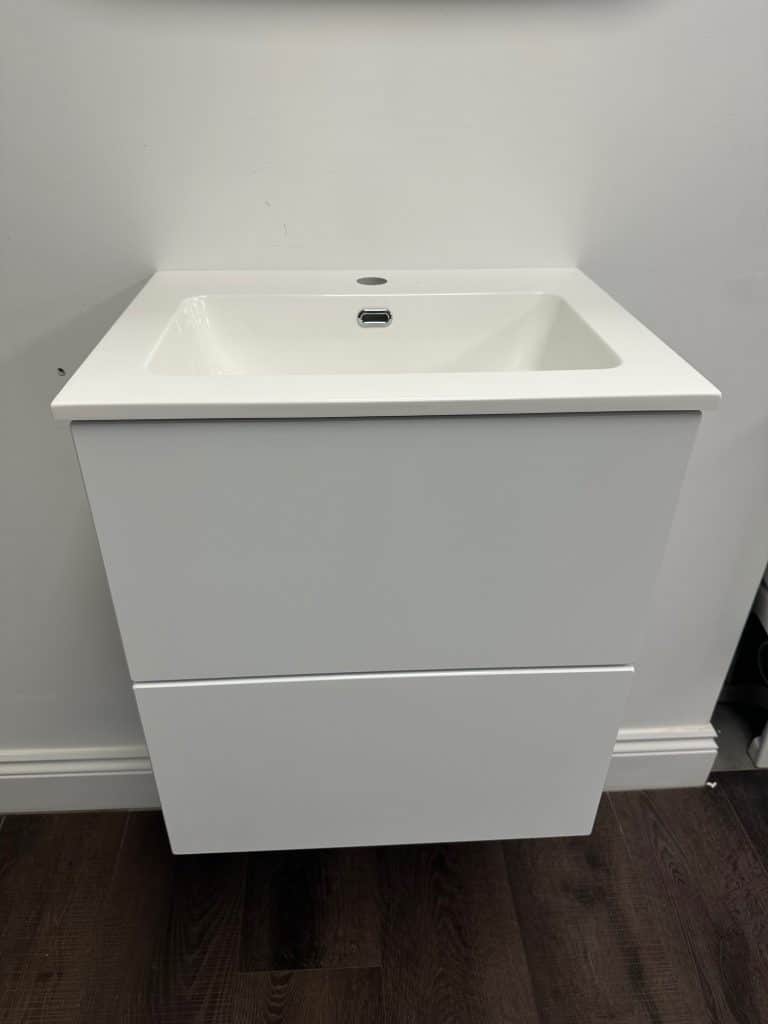 Deuco ex display vanity unit 2 drawer in white gloss