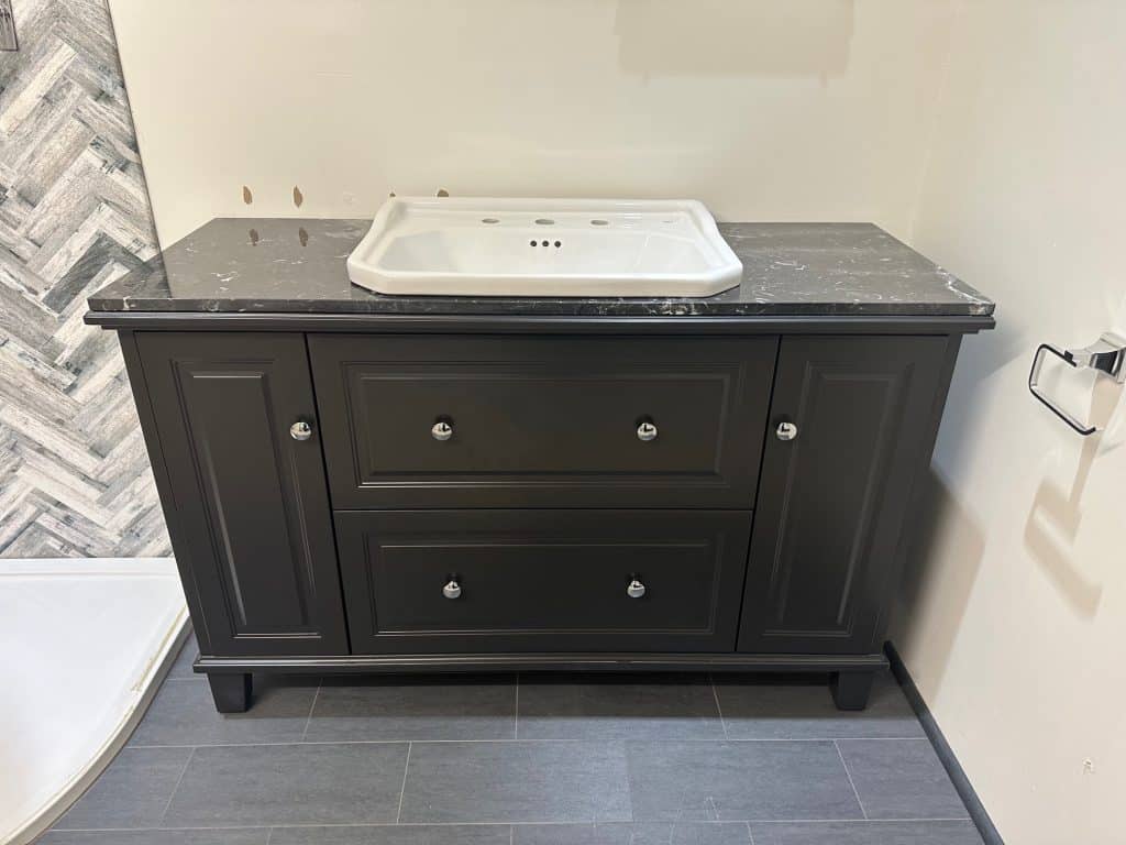 Ex display Roca Carmen vanity unit black with marble worktop