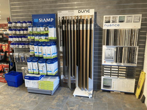 Beccles Tile Centre trade centre Dune flooring, Nuance wall boards, Siamp cistern fittings