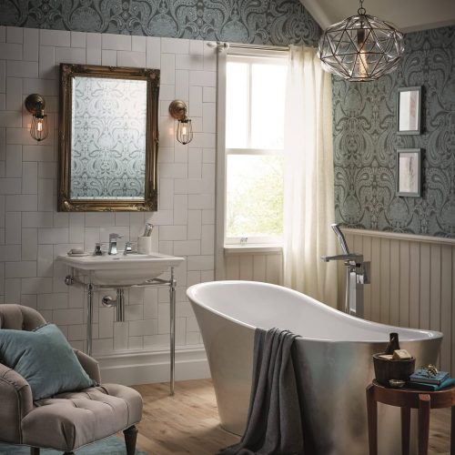 Heritage sanitaryware bathroom suite Blenheim basin Abingdon washstand Holywell metallic steel bath
