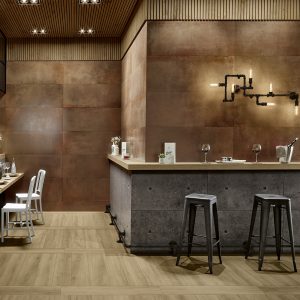 Metallic wall tiles Corten